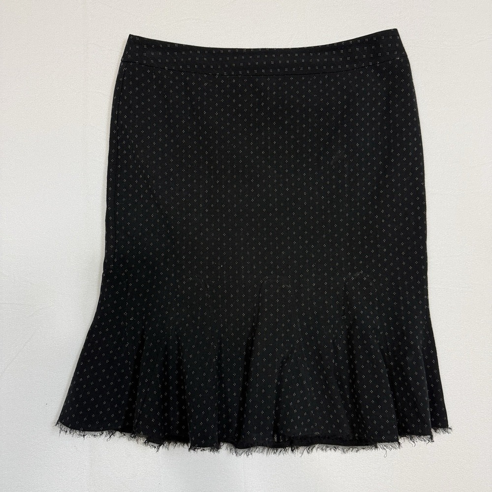 Tahari‎ Arthur Levine Black White Polka Dot Pleated A-Line Skirt Size 12 teacher